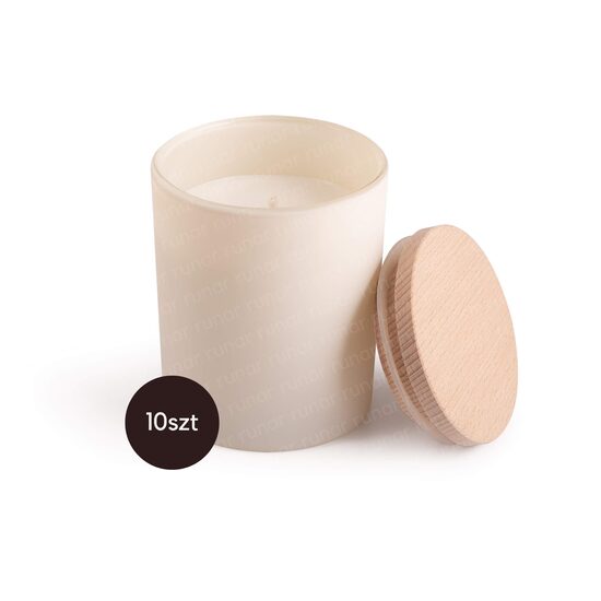Świeca zapachowa classic 220ml cream mat wieczko drewniane - 10szt
